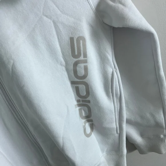 Adidas Men's White Zip-Up Sweater - Picture 3 of 4